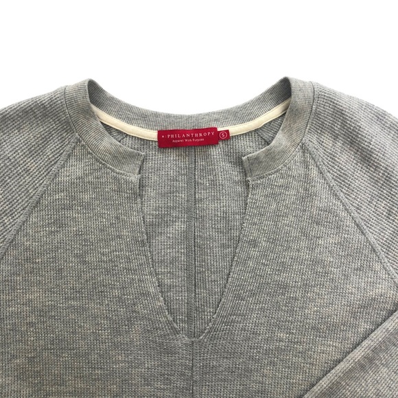 NWOT n:philanthropy Dree Heather Gray Waffle Top SMALL - Picture 6 of 10